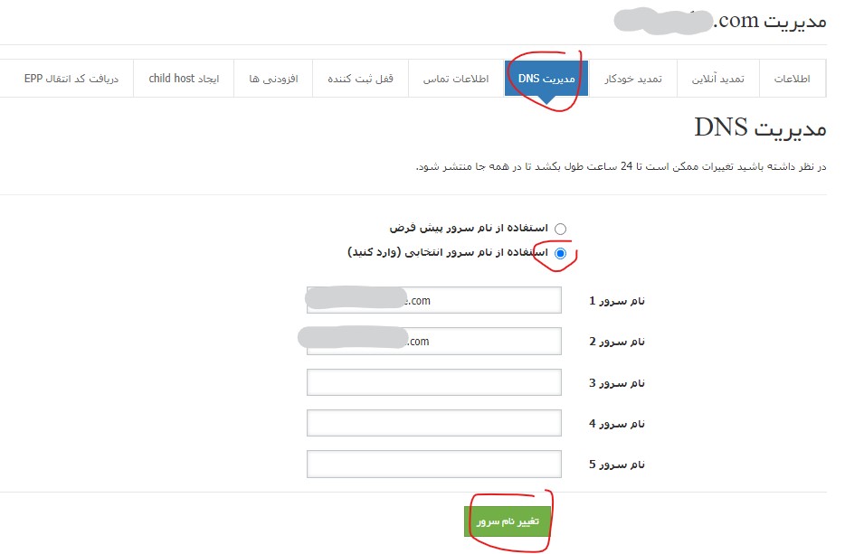 اتصال دامنه به هاست